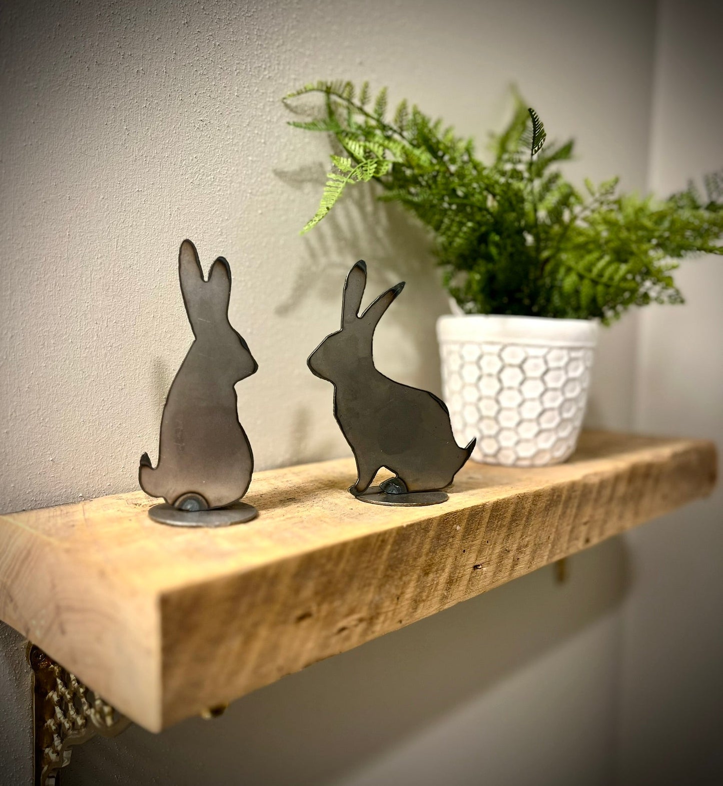 2 - Pack Metal Mantel Bunnies - birds mantel - bunnies mantel - Northern Forge, LLC