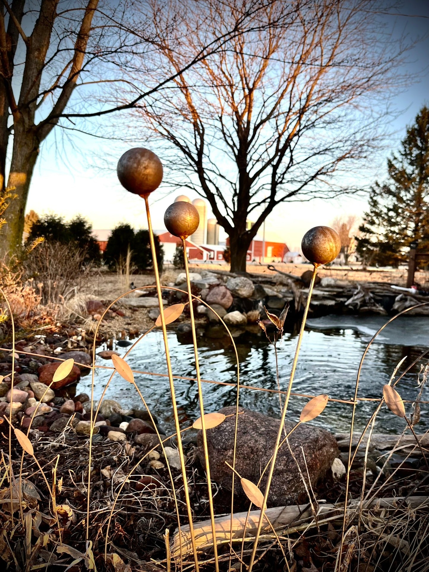 3 - Pack Rustic Metal Balls - Garden Art - garden - garden art - Northern Forge, LLC