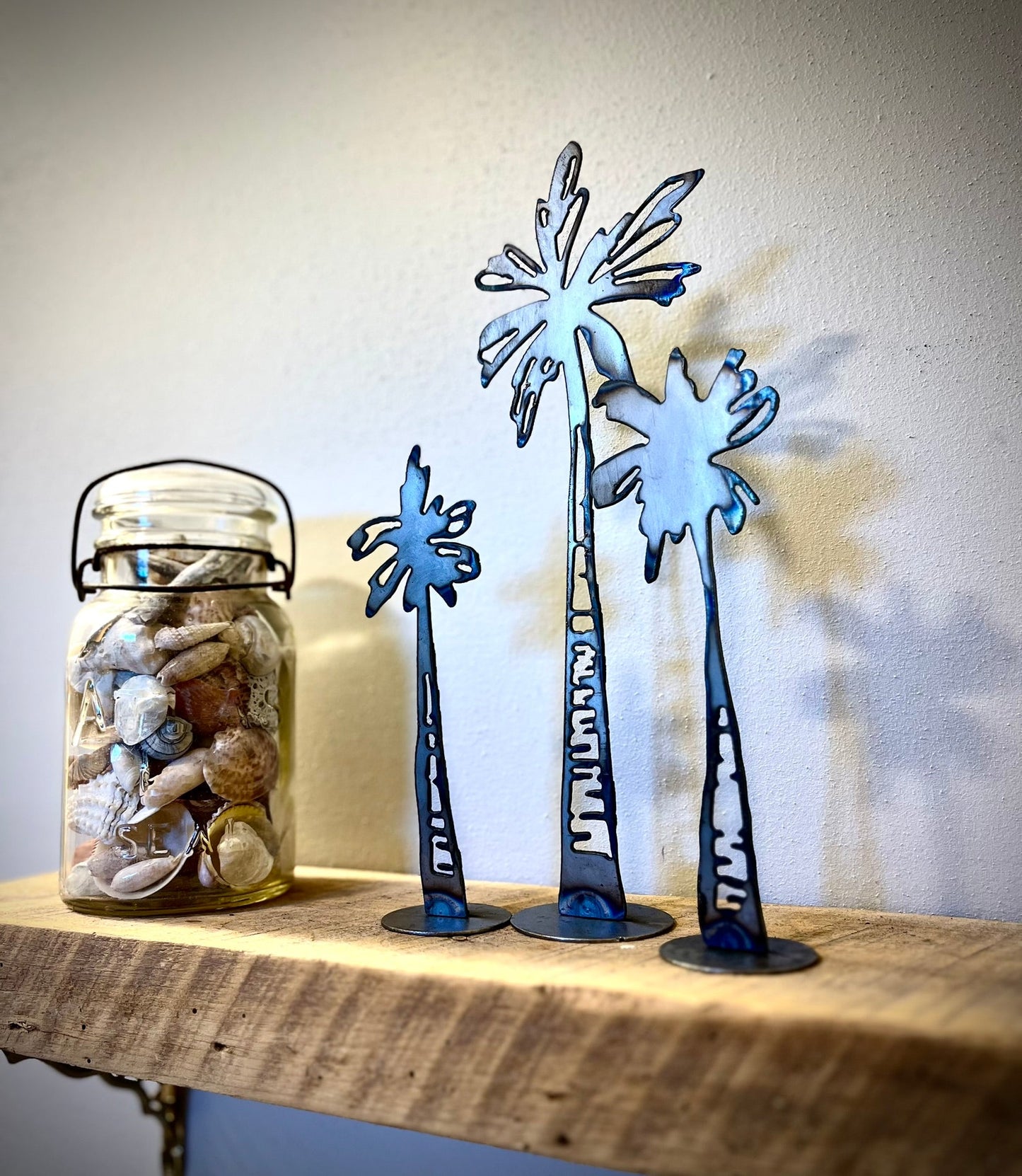 3 - Pack Standing Steel Palm Trees - Varying Heights - beachhouse decor - florida decor - Northern Forge, LLC