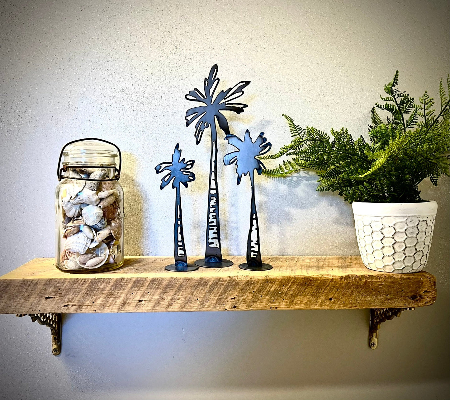 3 - Pack Standing Steel Palm Trees - Varying Heights - beachhouse decor - florida decor - Northern Forge, LLC