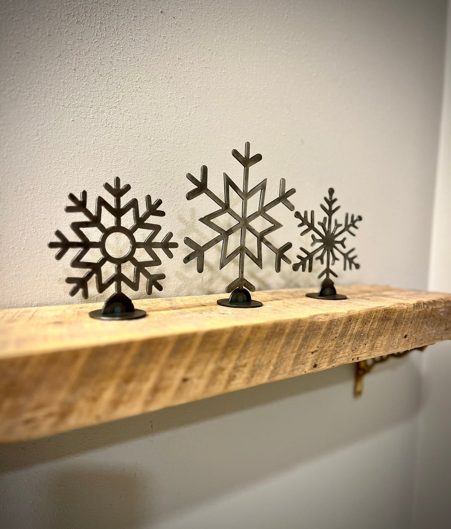 3 - Pack Steel Snowflakes - Mantel - christmas - christmas decor - Northern Forge, LLC