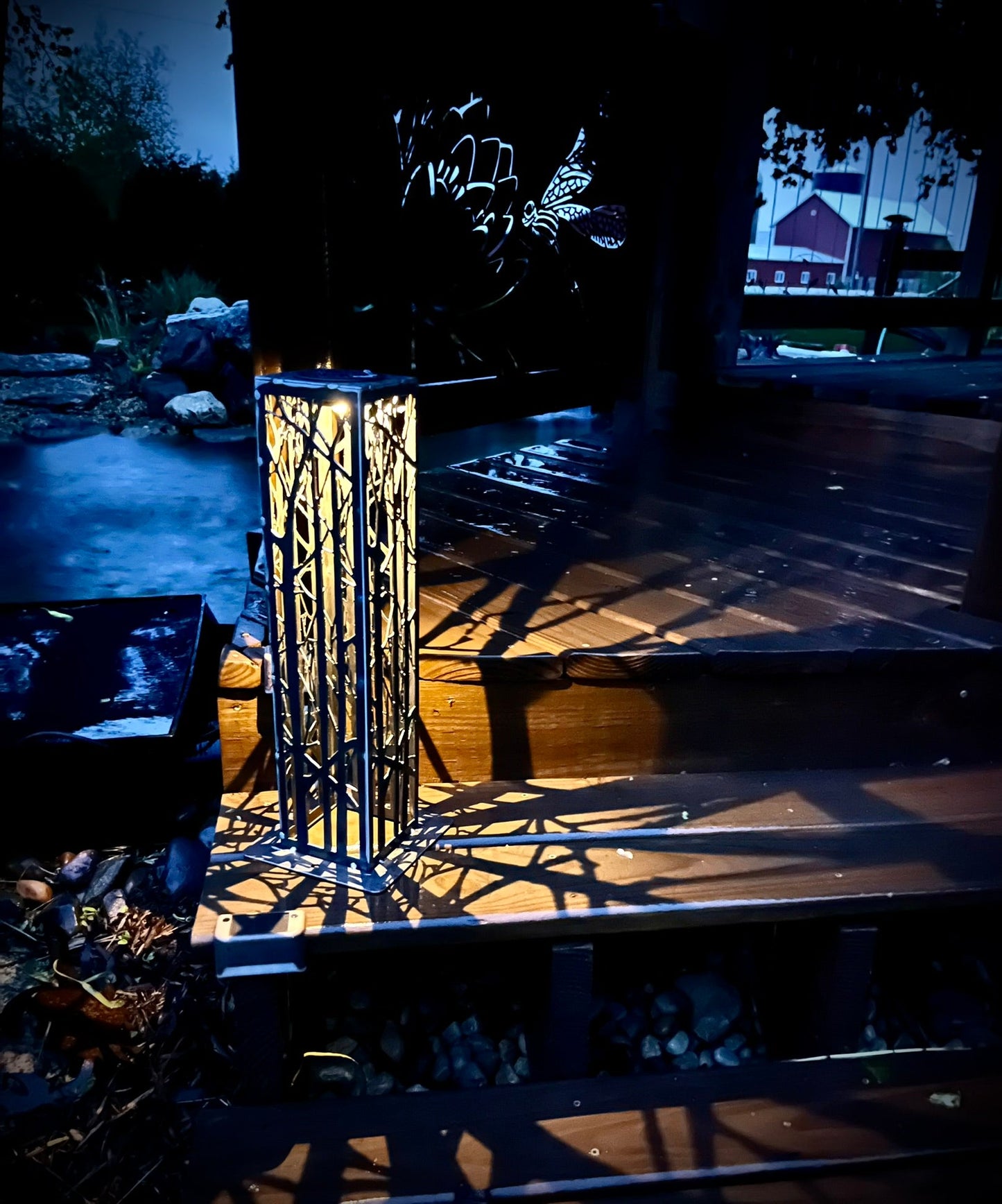 4 - Sided Secluded Forest Solar Luminary - Steel - christmas - christmas decor - Northern Forge, LLC