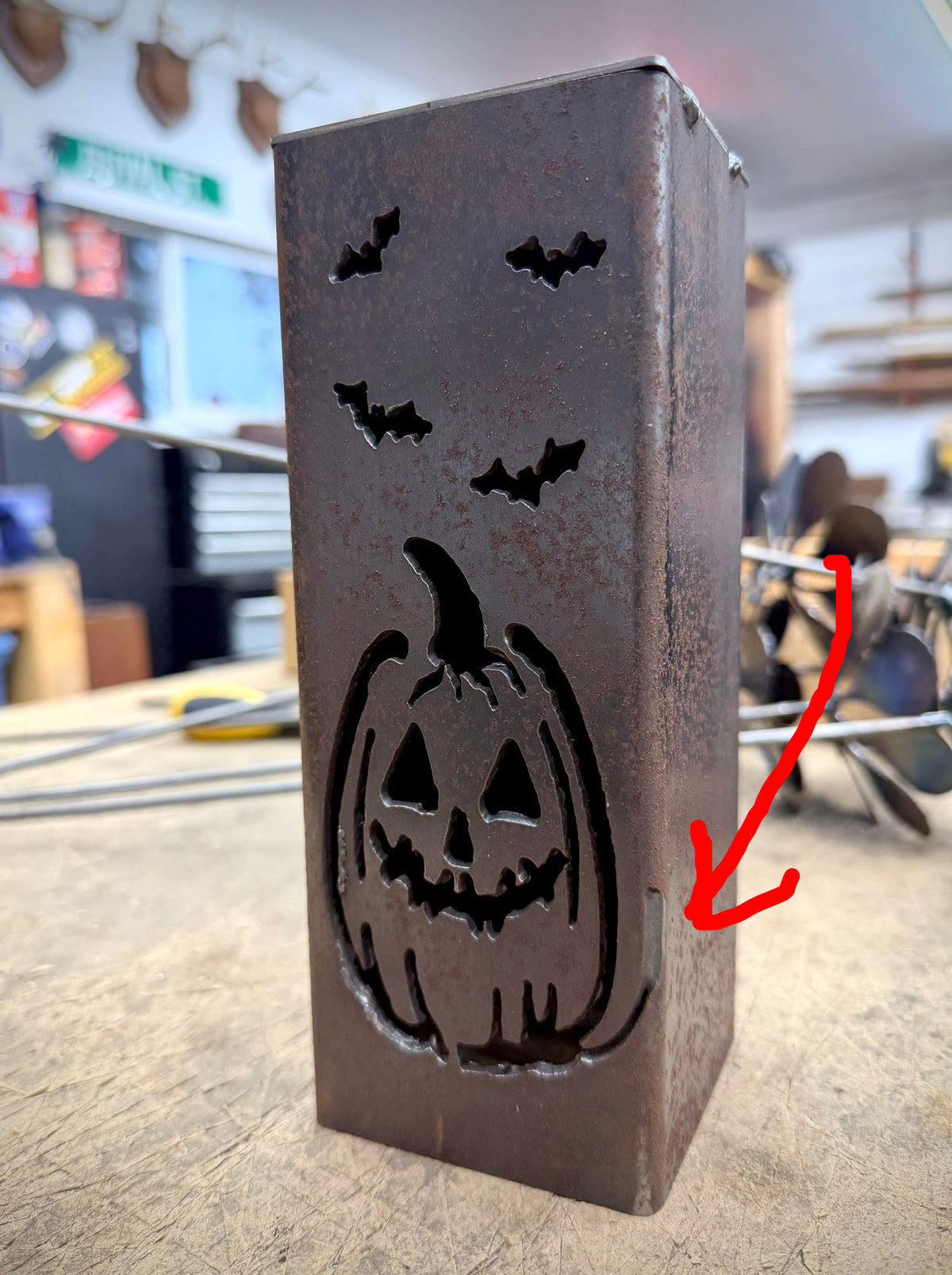 DEFECT - Jack O Lantern Luminary Pillar w/ Solar Cap | 8-inch