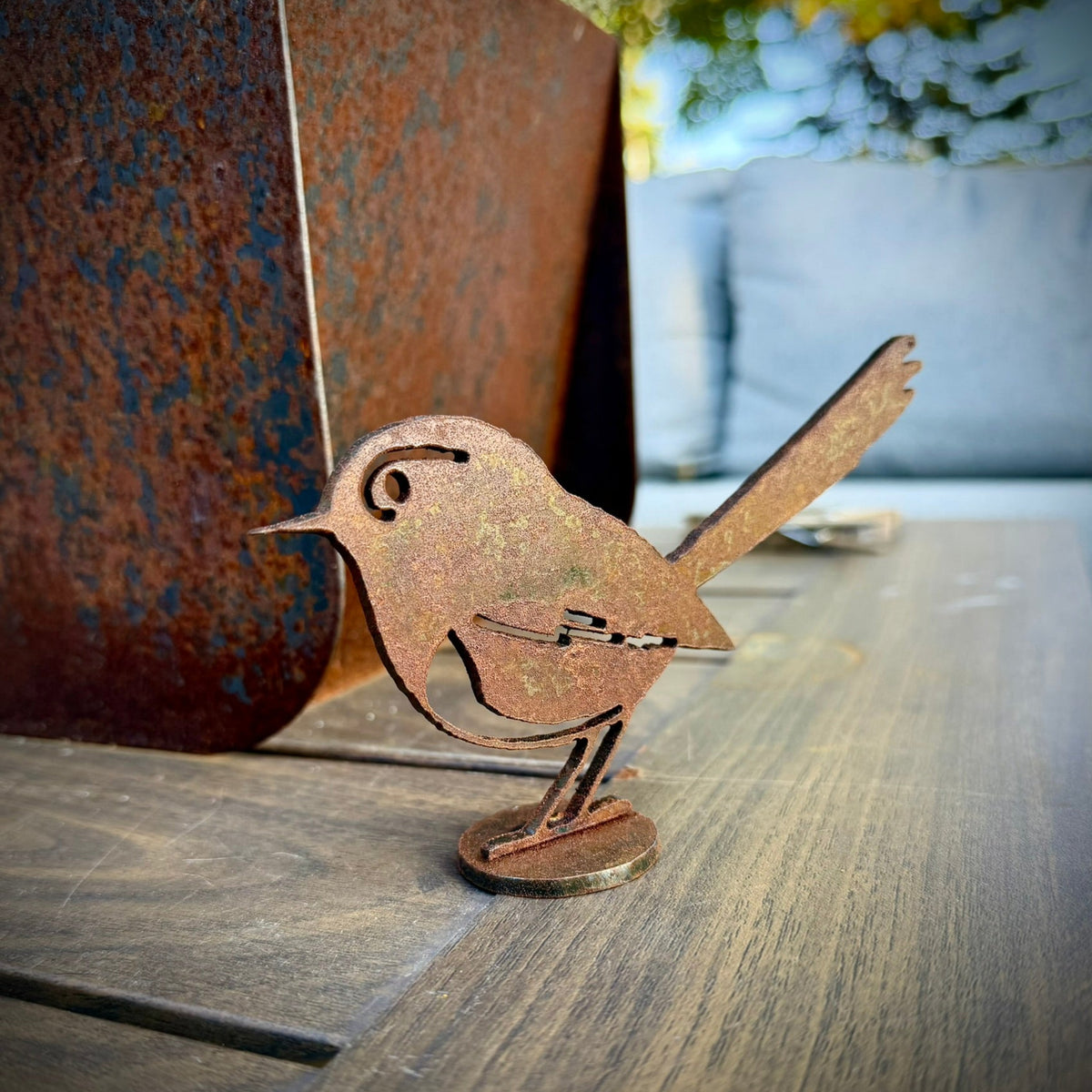 DISCOUNTED - Rusted Metal Wren - Mantel