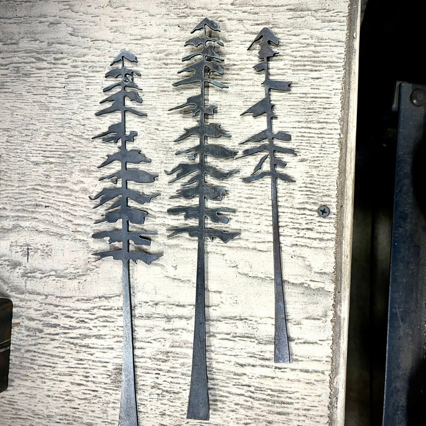 DEFECT - Raw Steel Pine Trees 3-Pack - Wall Art