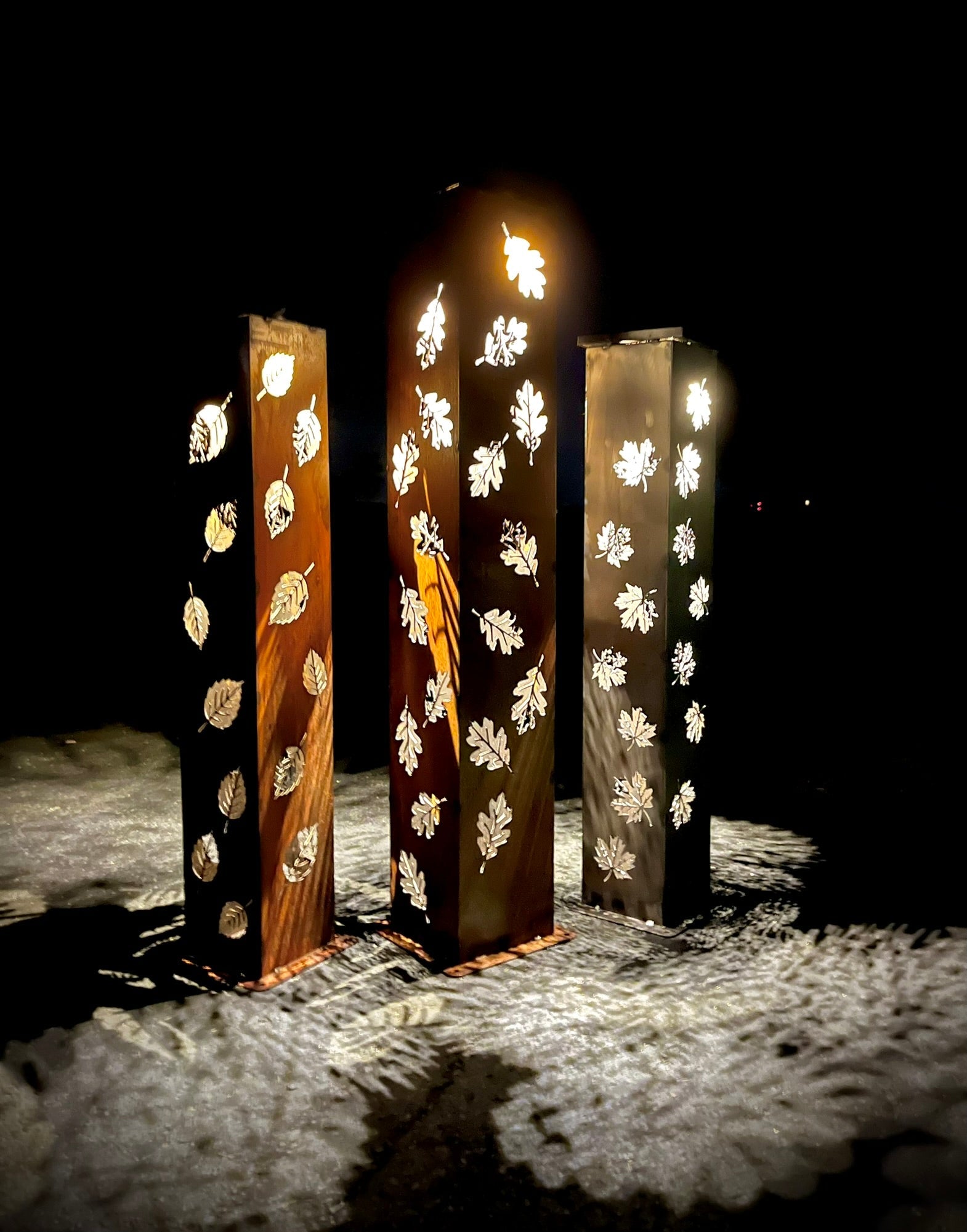 Autumn Glow Luminary Collection - Solar Pillars - autumn solar lights - fall - Northern Forge, LLC