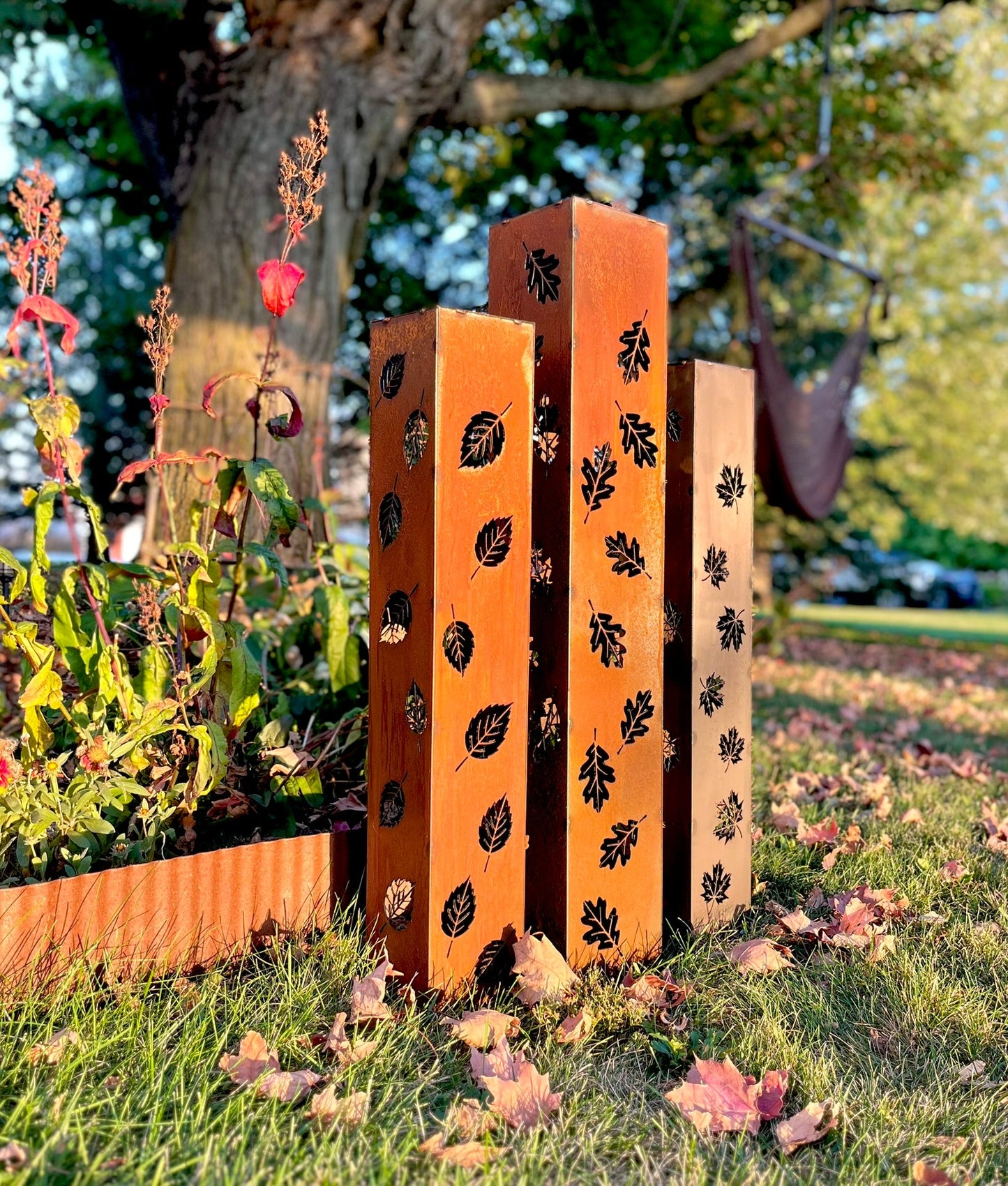 Autumn Glow Luminary Collection - Solar Pillars - autumn solar lights - fall - Northern Forge, LLC