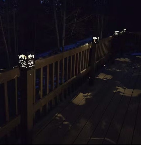 Bear Mountain Steel Solar Deck Post Light | 4x4 Posts - accent lights - bear solar light - Northern Forge, LLC