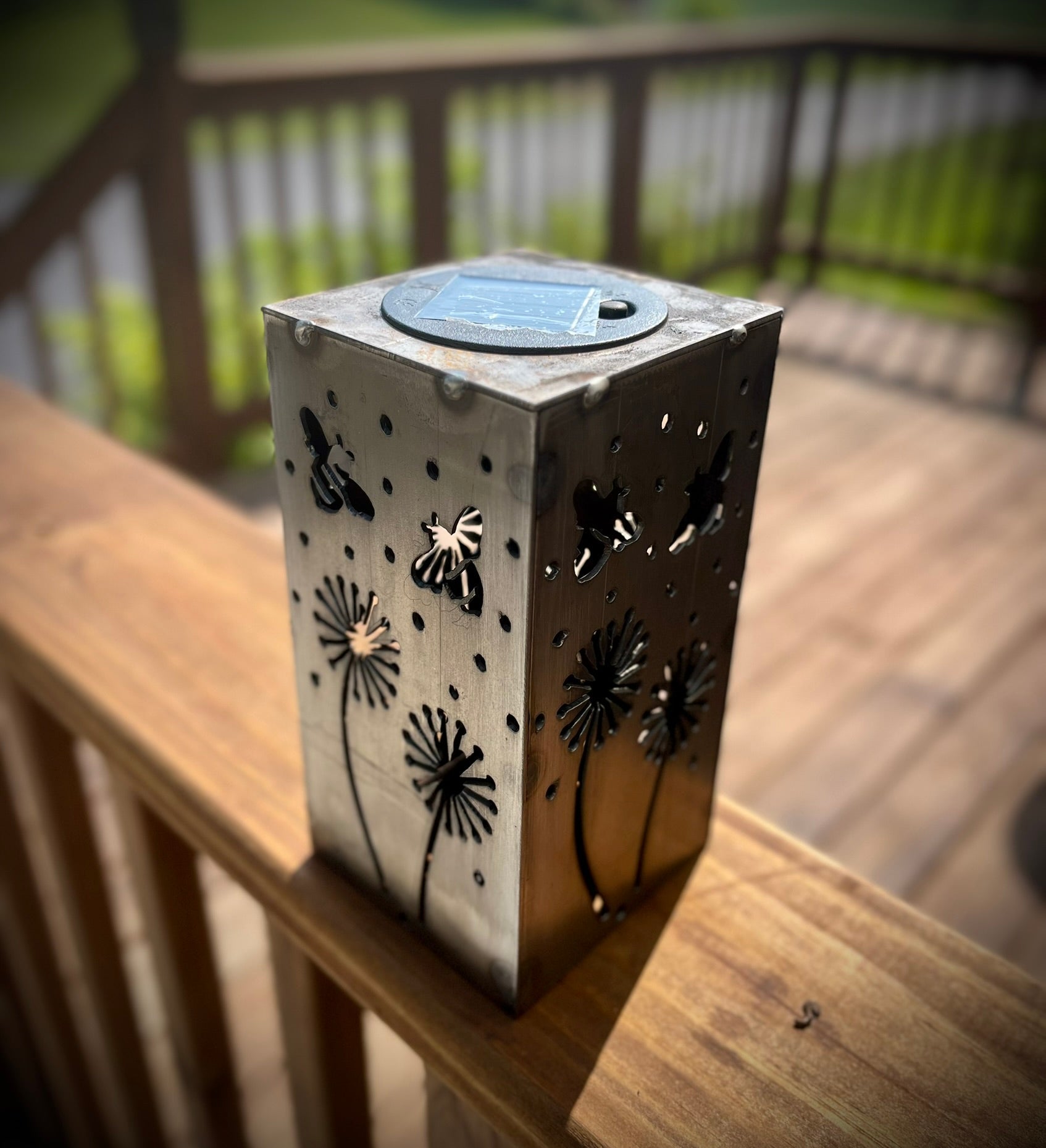 Bumblebees Steel Solar Post Cap | 4x4 Posts - 4x4 post light topper - accent lights - Northern Forge, LLC