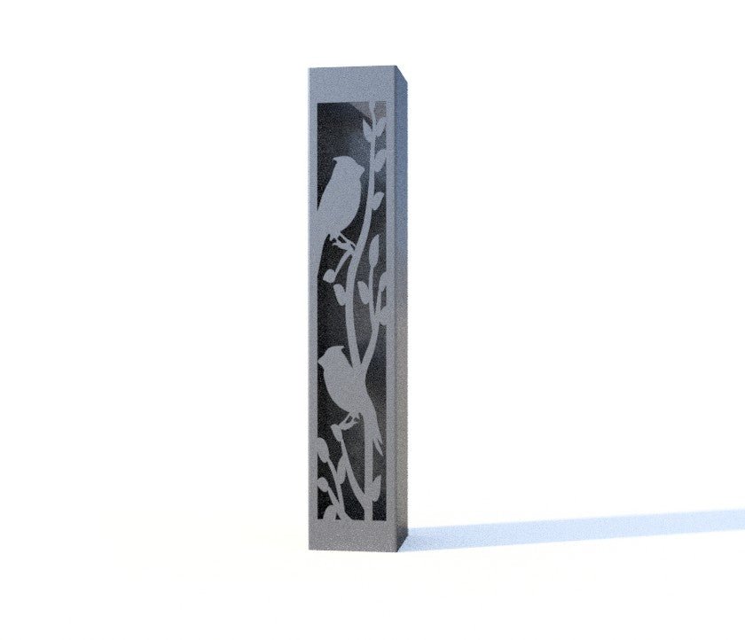 Cardinal at Dusk Luminary Pillar w/ Solar Cap | 16 - inch - bird solar light - birds metal light - Northern Forge, LLC