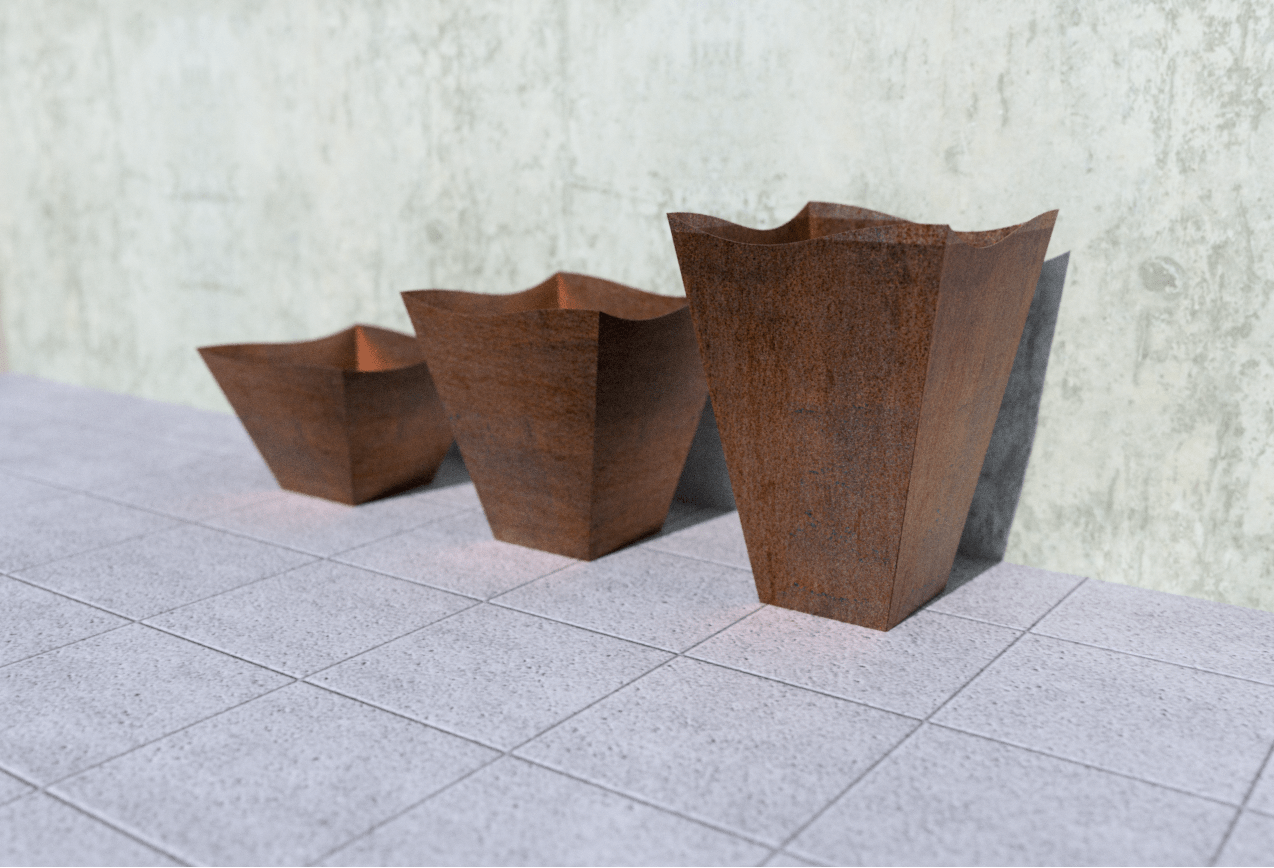Corten Steel Tapered Wavy Top Planter - Multiple Sizes - corten planter - corten pond - Northern Forge, LLC