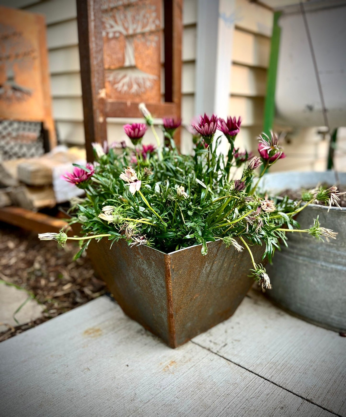 Corten Steel Tapered Wavy Top Planter - Multiple Sizes - corten planter - corten pond - Northern Forge, LLC