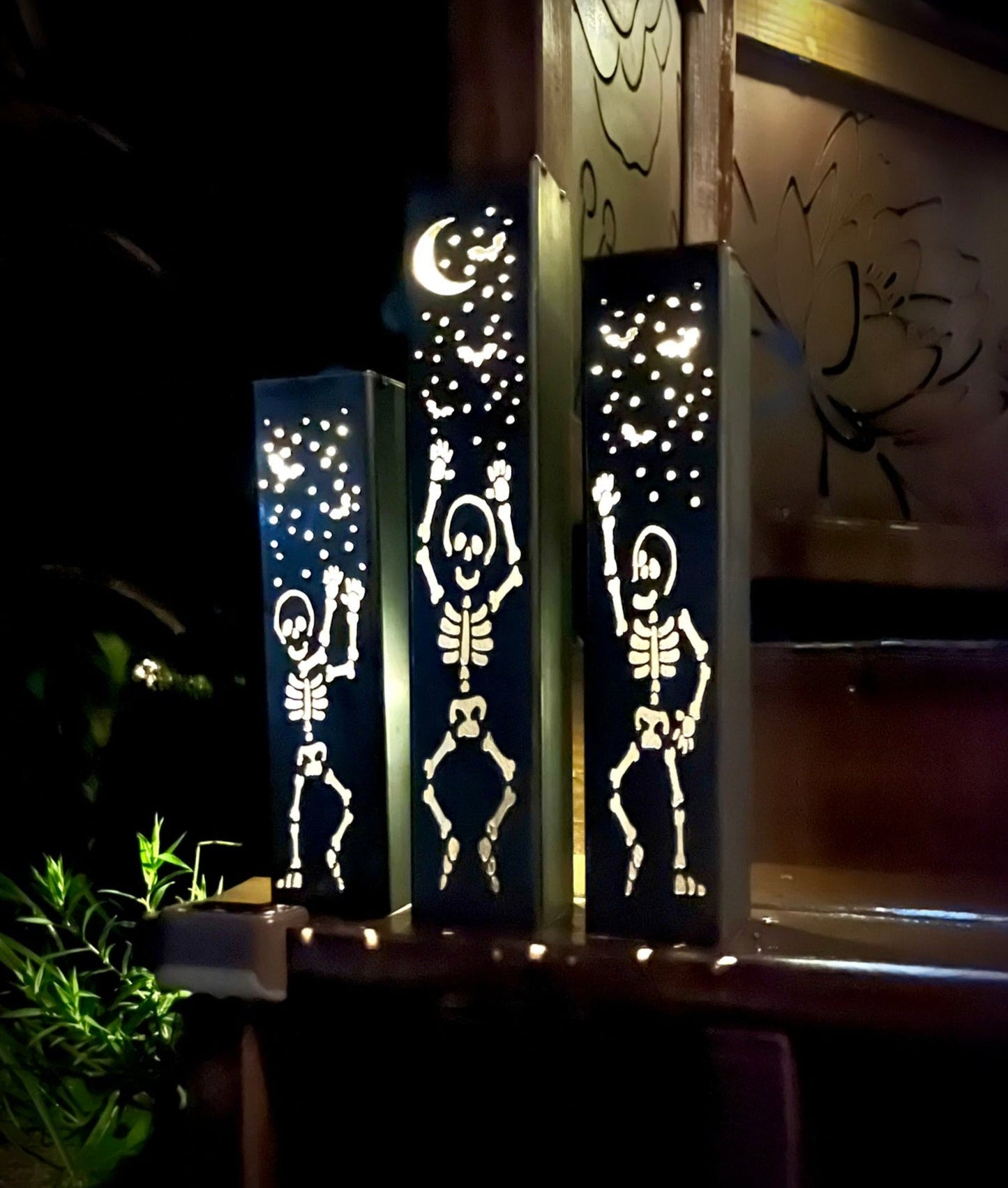 Dancing Bones Solar Tube Lights - Skeletons - Steel - dancing skeleton lights - Dancing Skeletons - Northern Forge, LLC