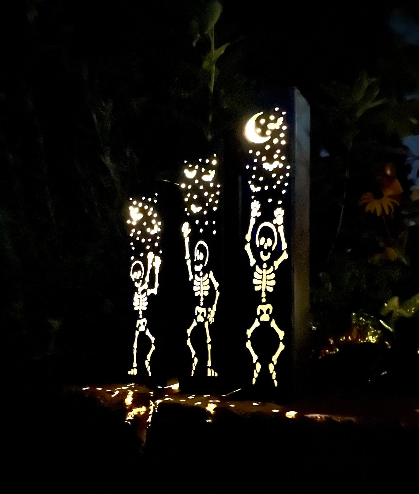 Dancing Bones Solar Tube Lights - Skeletons - Steel - dancing skeleton lights - Dancing Skeletons - Northern Forge, LLC