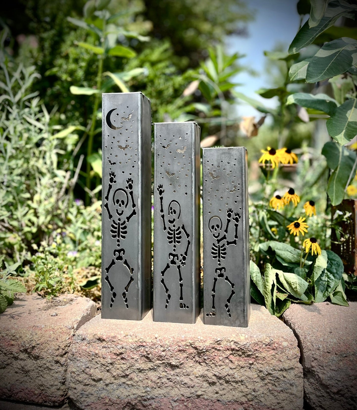 Dancing Bones Solar Tube Lights - Skeletons - Steel - dancing skeleton lights - Dancing Skeletons - Northern Forge, LLC
