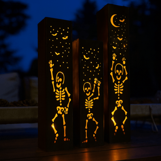 Dancing Bones Solar Tube Lights - Skeletons - Steel - dancing skeleton lights - Dancing Skeletons - Northern Forge, LLC