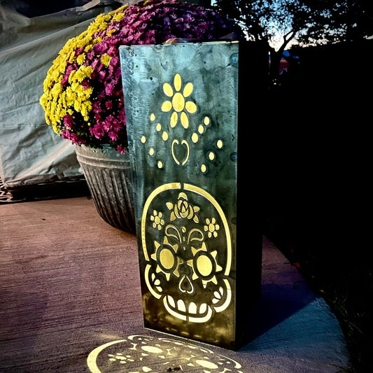 Day of the Dead Solar Tube Light - Steel - Multiple Sizes - day of the dead decor - day of the dead light - Northern Forge, LLC