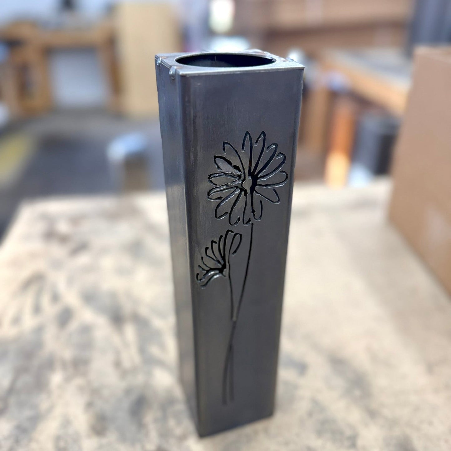 DEFECT - Daisies Pillar Luminary w/ Solar Cap | 12 - inch - defect - Northern Forge, LLC