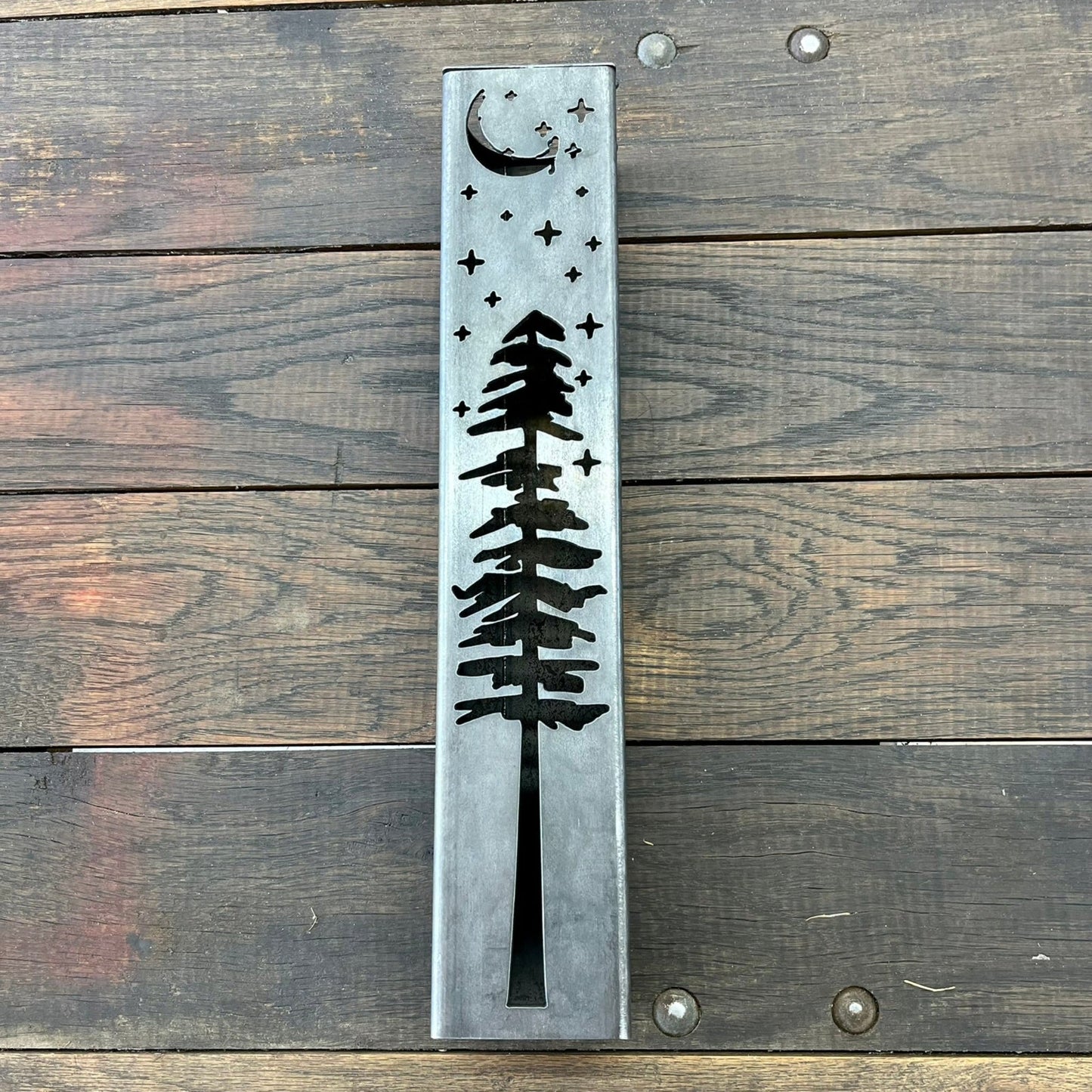 DEFECT - Pine Tree Pillar Luminary w/ Solar Cap | 16 - inch - defect - Northern Forge, LLC