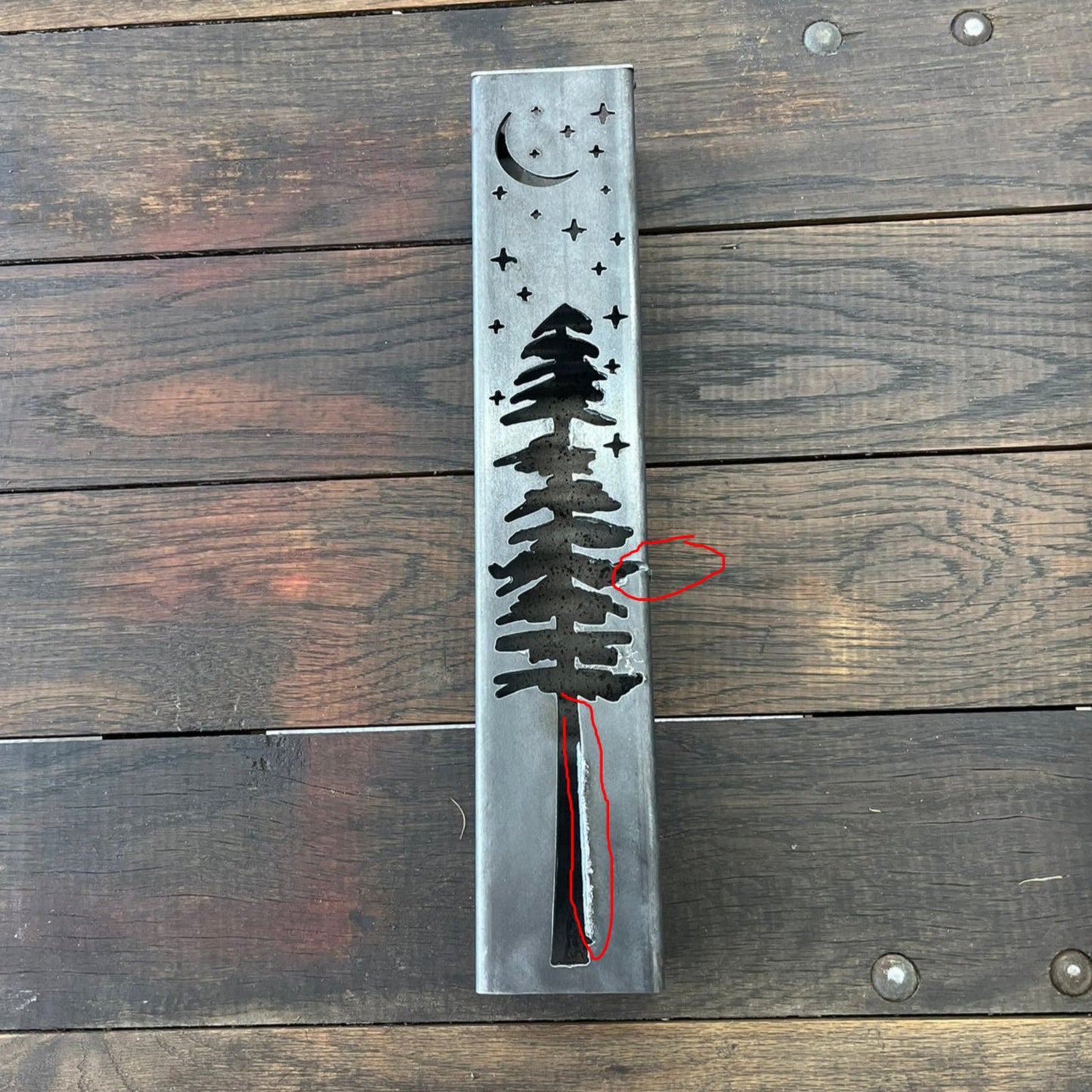 DEFECT - Pine Tree Pillar Luminary w/ Solar Cap | 16 - inch - defect - Northern Forge, LLC