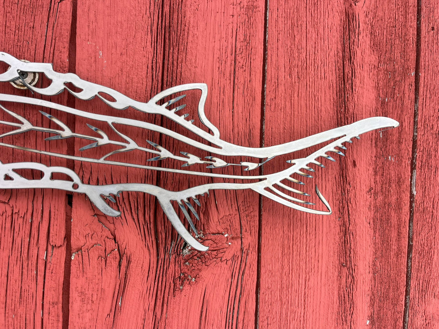 DEFECT - Steel Hollow Lake Sturgeon Wall Art - defect - Northern Forge, LLC