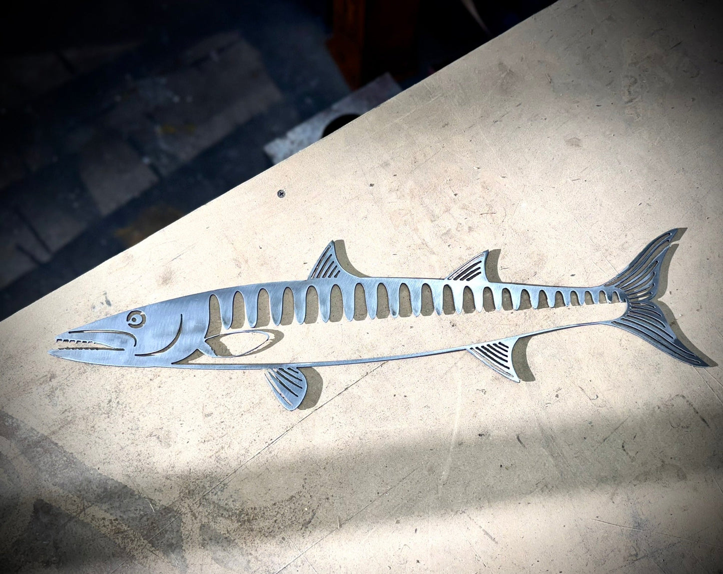 DISCOUNTED - Steel Hollow Barracuda Wall Art - 23 - inch - defect - Northern Forge, LLC