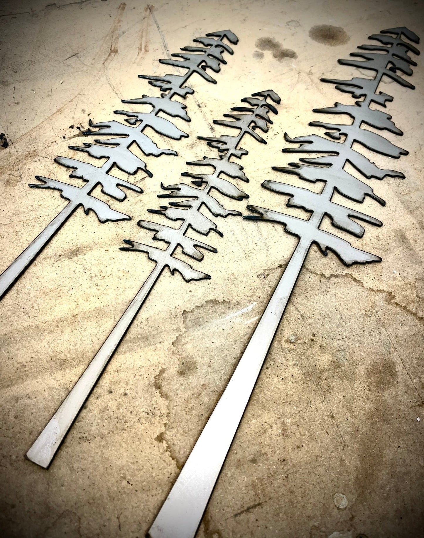 DISCOUNTED - XL Raw Steel Pine Trees - Wall Art - defect - Northern Forge, LLC