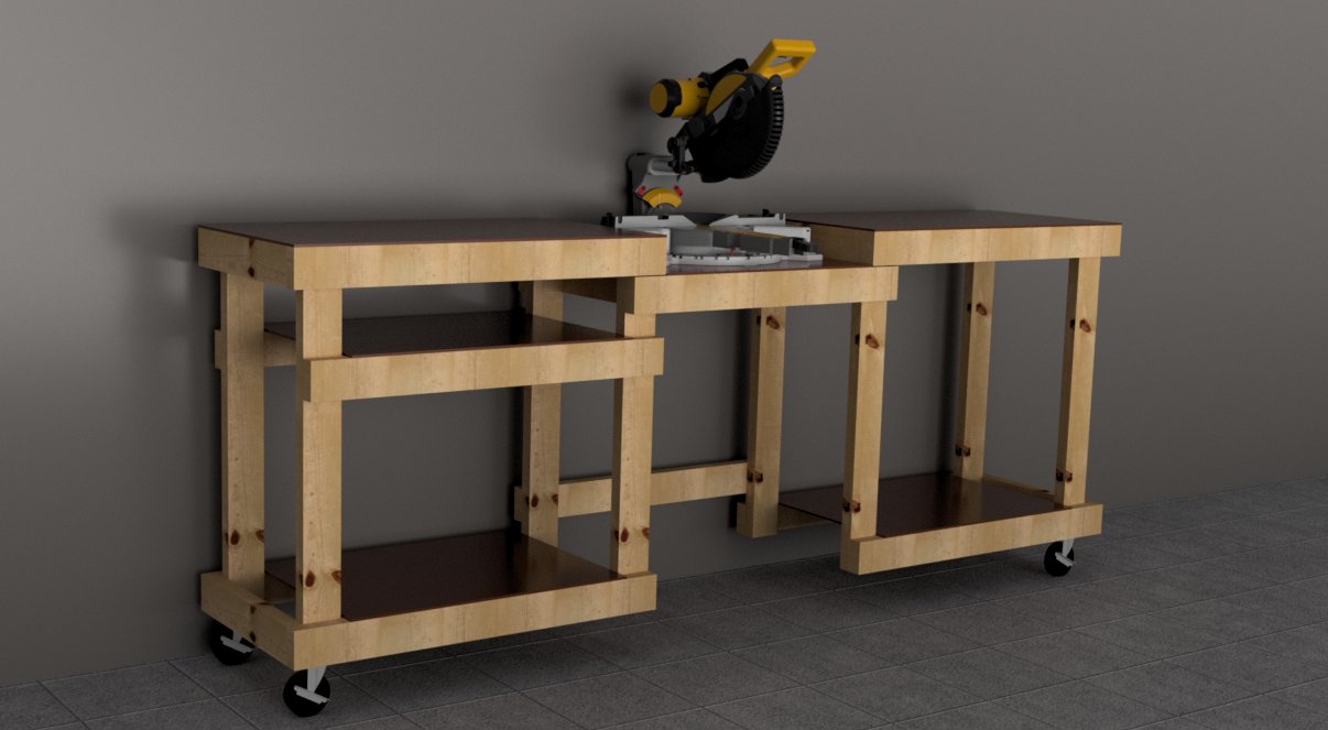 DIY Plans for a Simple Miter Saw Table, Miter Box Station, Work Bench Build Plans - 8 foot work bench - Build Plans - Northern Forge, LLC