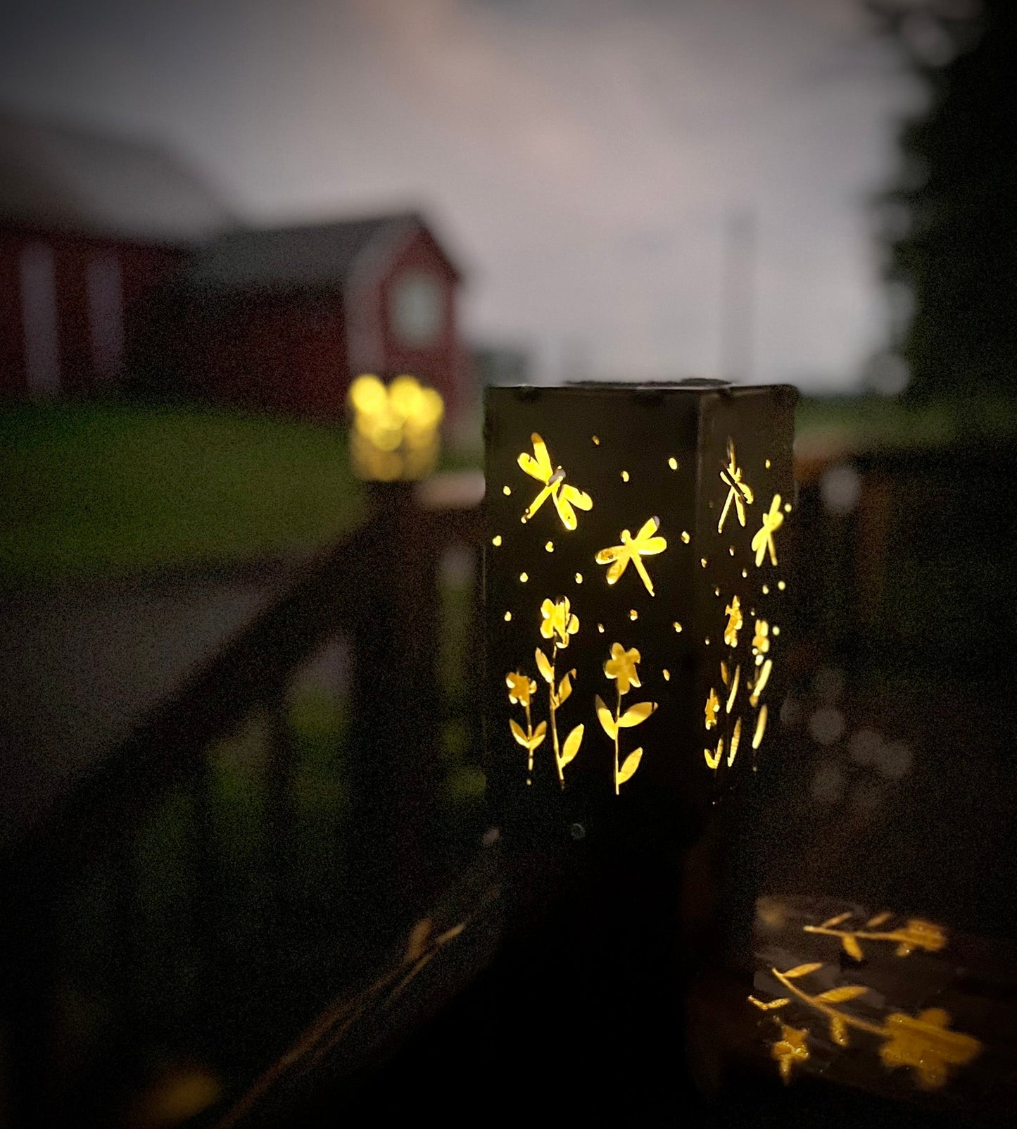 Dragonflies Steel Solar Post Cap | 4x4 Posts - 4x4 post light topper - accent lights - Northern Forge, LLC