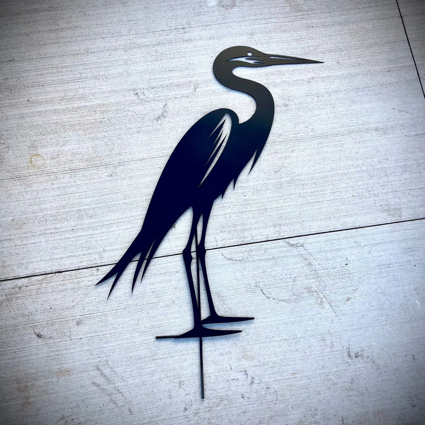 Elegant Blue Heron Yard Stake | Steel - farm art - garden - Northern Forge, LLC