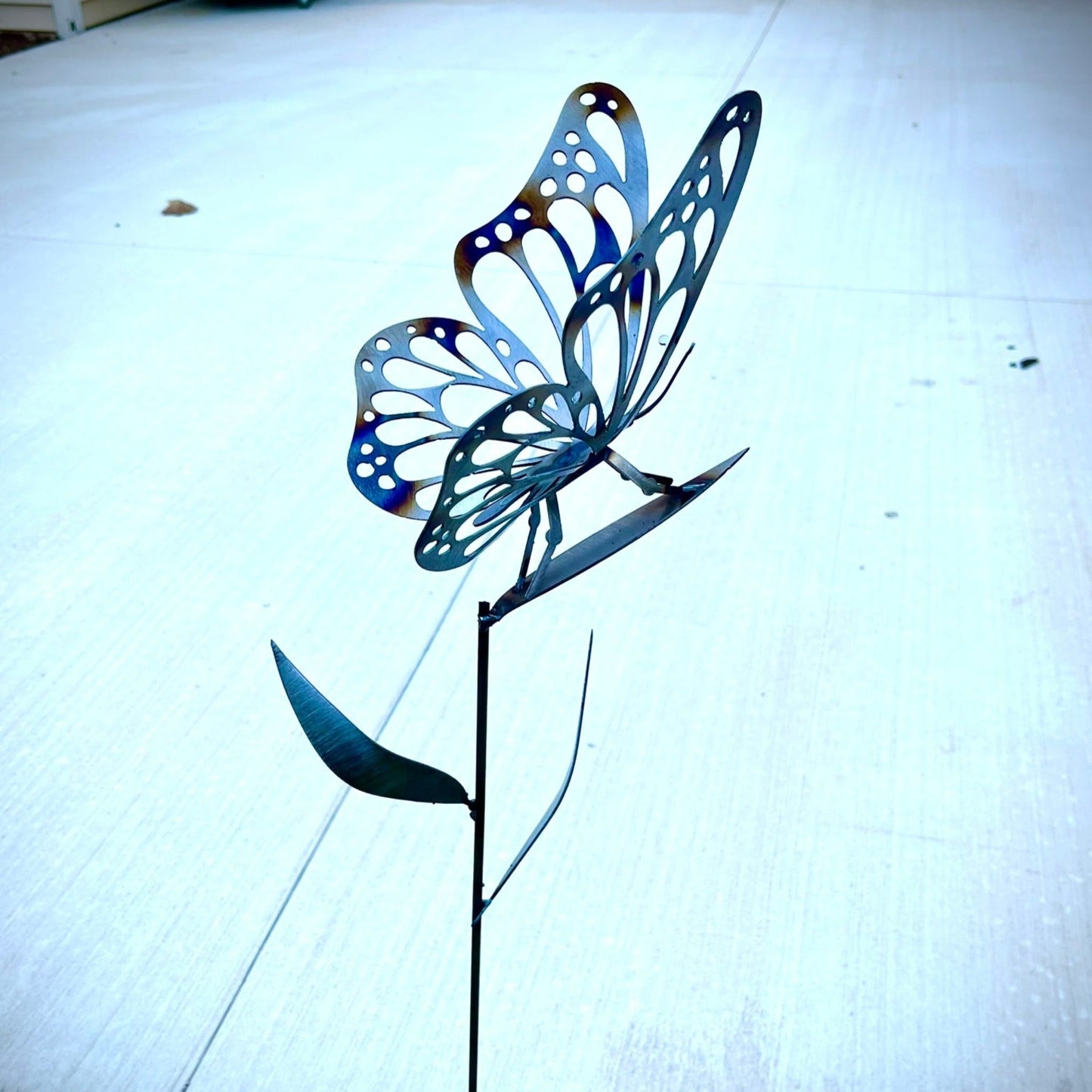 Flame Painted Steel Butterfly Yard Stake - butterfly garden art - butterfly yard art - Northern Forge, LLC