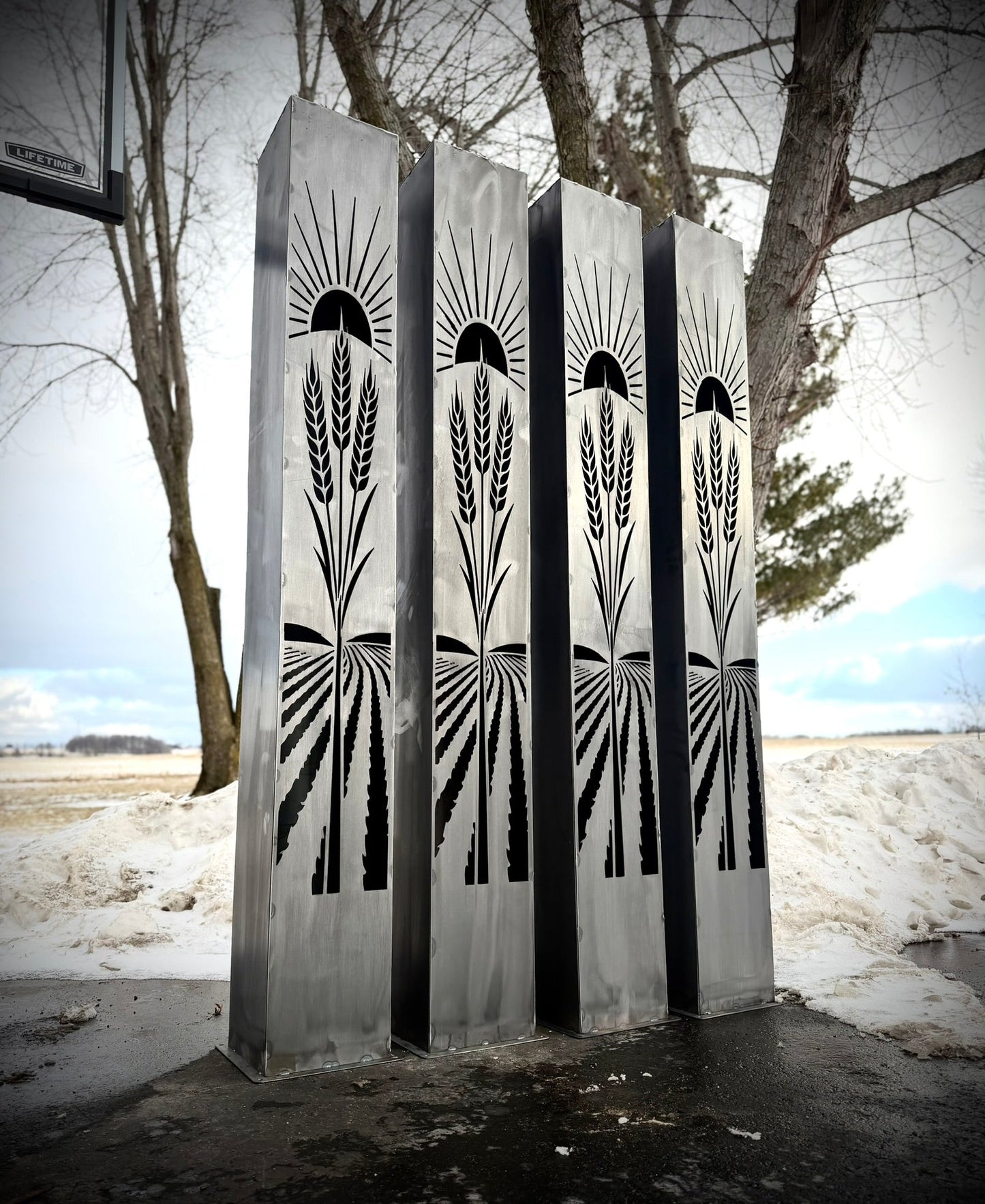 Golden Harvest Luminary Pillar w/ Solar Cap | Multiple Sizes | Steel - farmer decor - farmer gift - Northern Forge, LLC