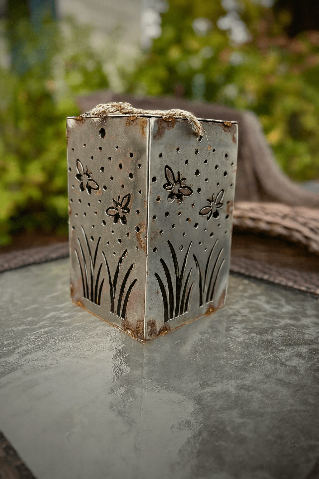 Hanging Fireflies Steel Solar Cube | 6.5 in. - accent lights - firefly light - Northern Forge, LLC