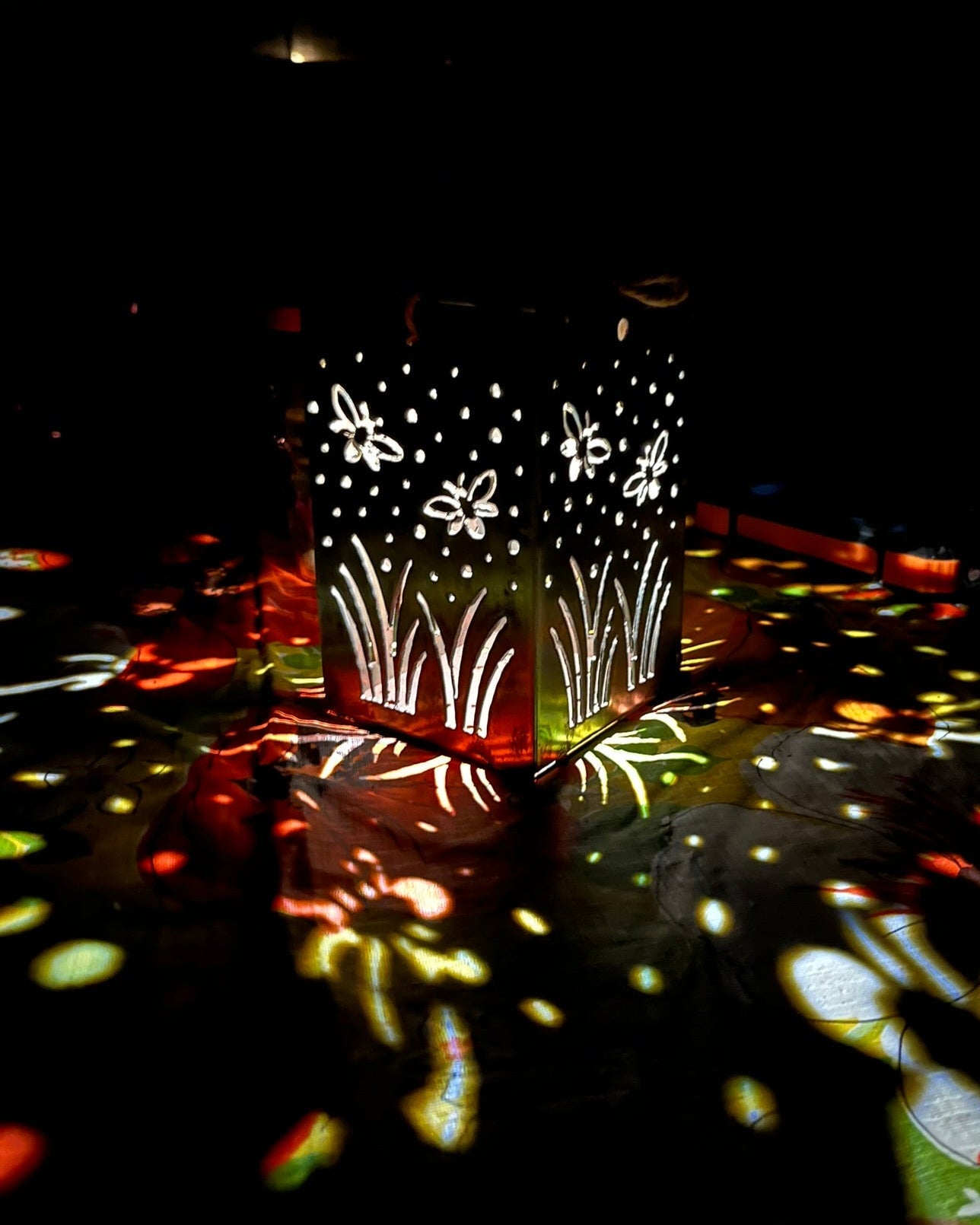 Hanging Fireflies Steel Solar Cube | 6.5 in. - accent lights - firefly light - Northern Forge, LLC