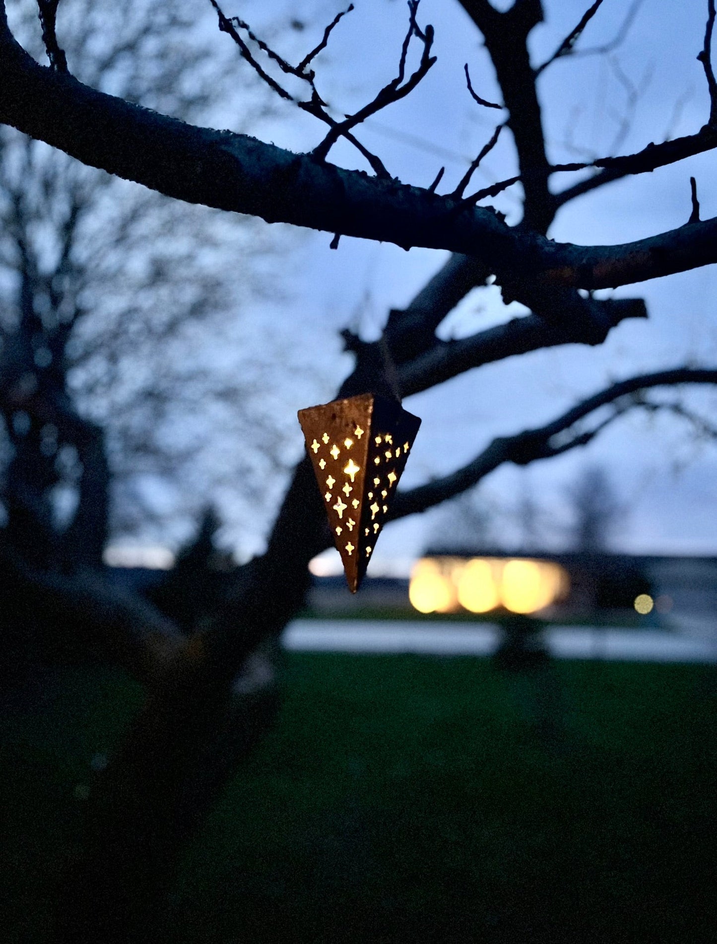 Hanging Pyramid Solar Light | 7 in. - accent lights - hanging pyramid lights - Northern Forge, LLC
