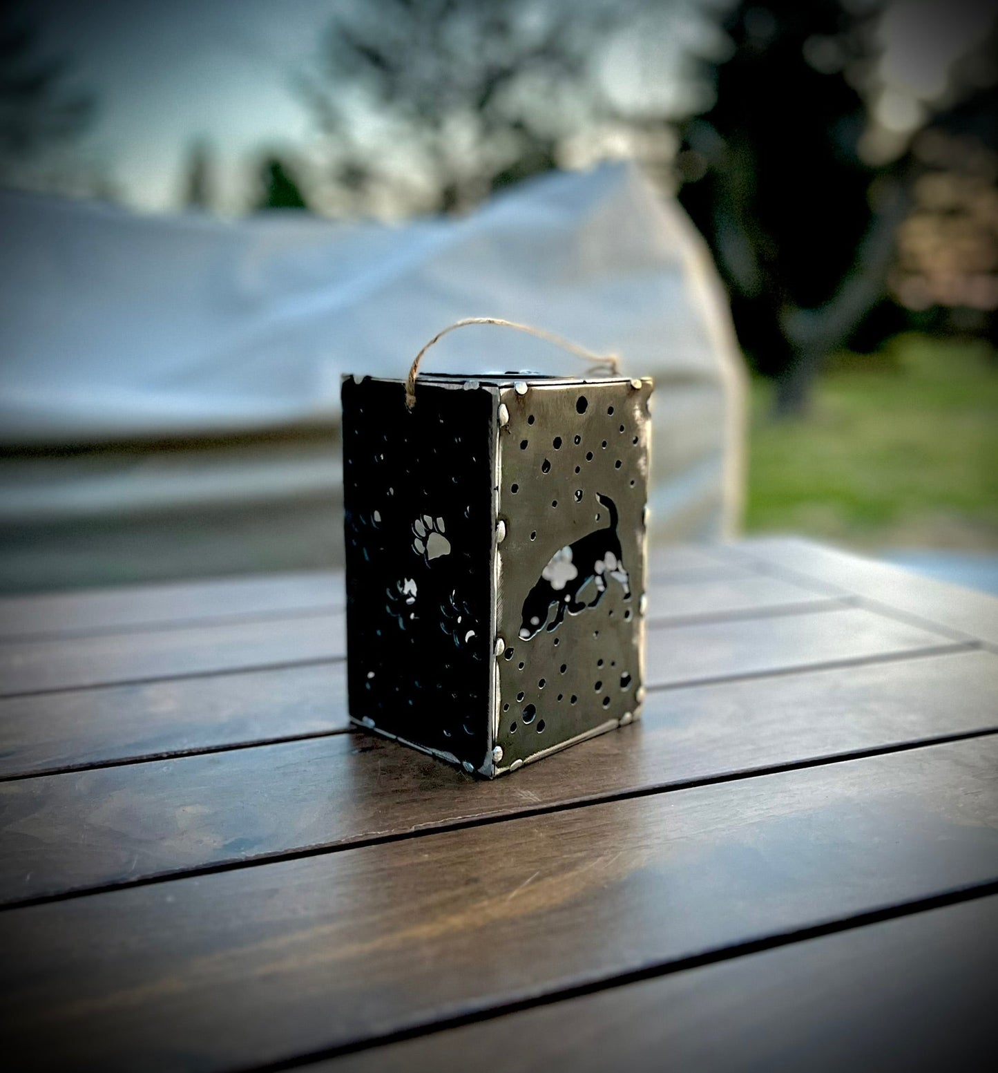 Hanging Steel Solar Puppy Cube | 6.5 in. | Pick a Breed - accent lights - beagle memorial - Northern Forge, LLC