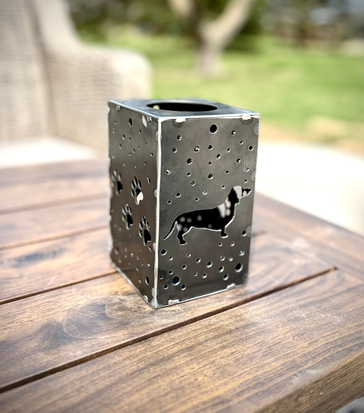 Hanging Steel Solar Puppy Cube | 6.5 in. | Pick a Breed - accent lights - beagle memorial - Northern Forge, LLC