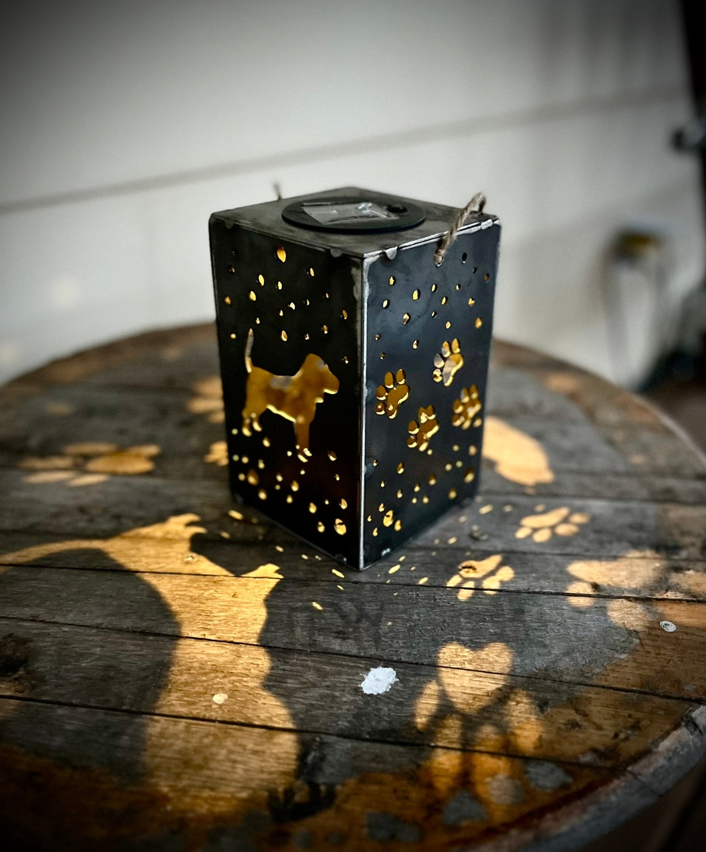 Hanging Steel Solar Puppy Cube | 6.5 in. | Pick a Breed - accent lights - beagle memorial - Northern Forge, LLC