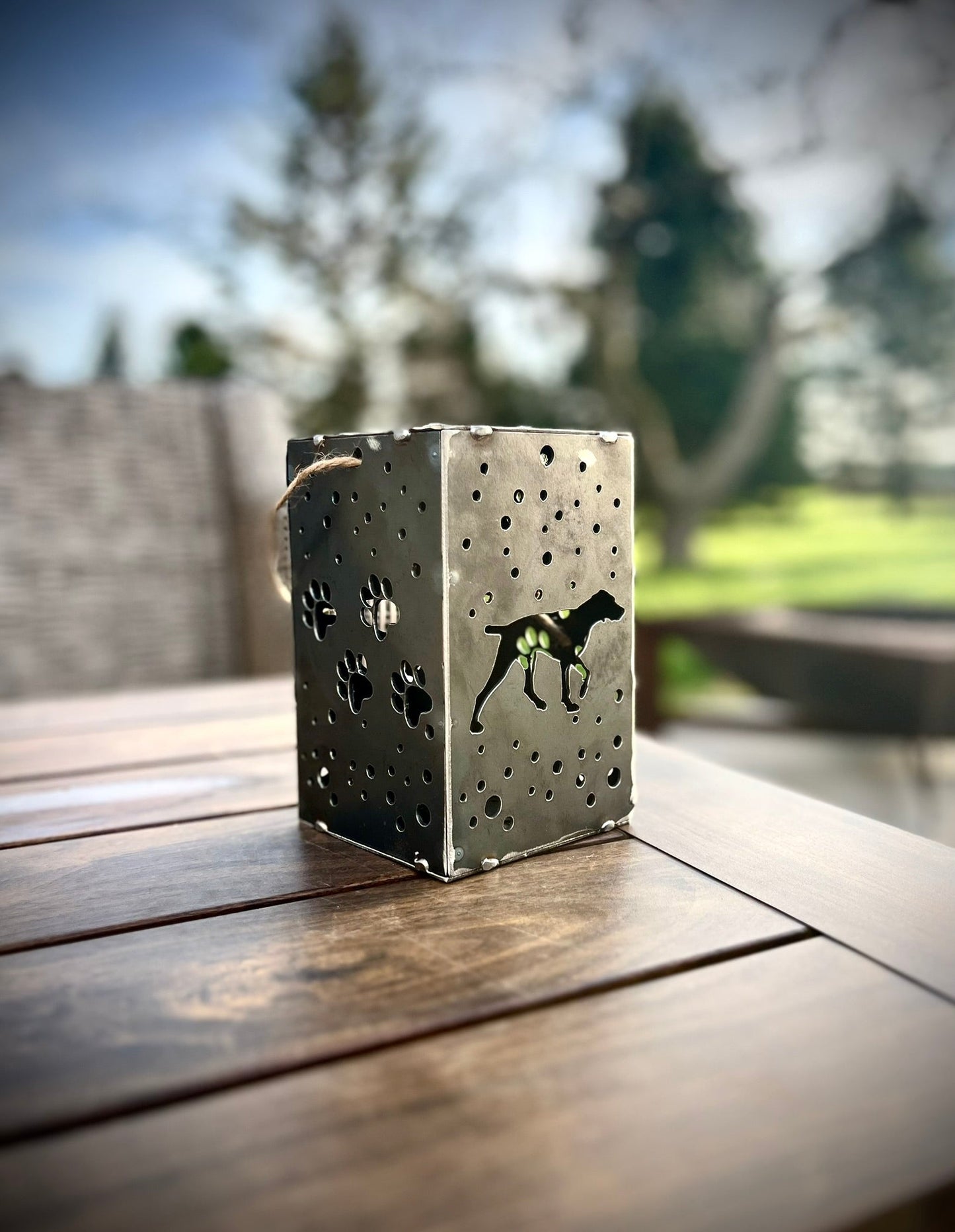 Hanging Steel Solar Puppy Cube | 6.5 in. | Pick a Breed - accent lights - beagle memorial - Northern Forge, LLC