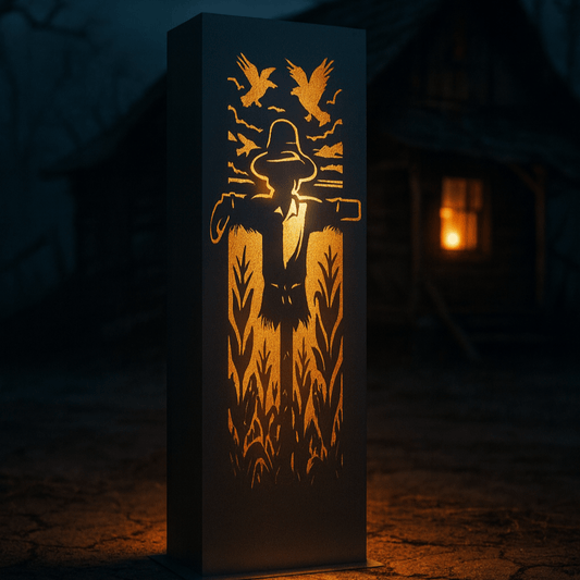 Harvest Guardian Solar Pillar - Steel - Scarecrow - dead tree solar light - halloween - Northern Forge, LLC