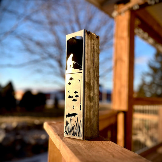 Ice Fishing Pillar Luminary w/ Solar Cap - fish pillars - fishing lights - Northern Forge, LLC