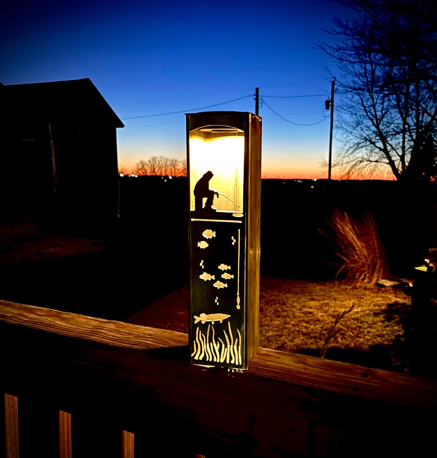 Ice Fishing Pillar Luminary w/ Solar Cap - fish pillars - fishing lights - Northern Forge, LLC