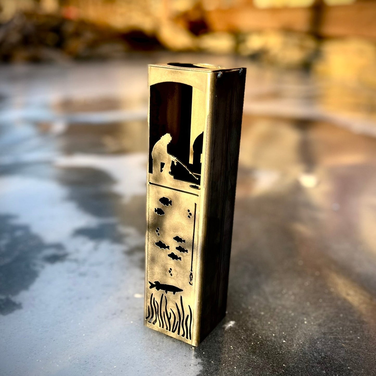Ice Fishing Pillar Luminary w/ Solar Cap - fish pillars - fishing lights - Northern Forge, LLC