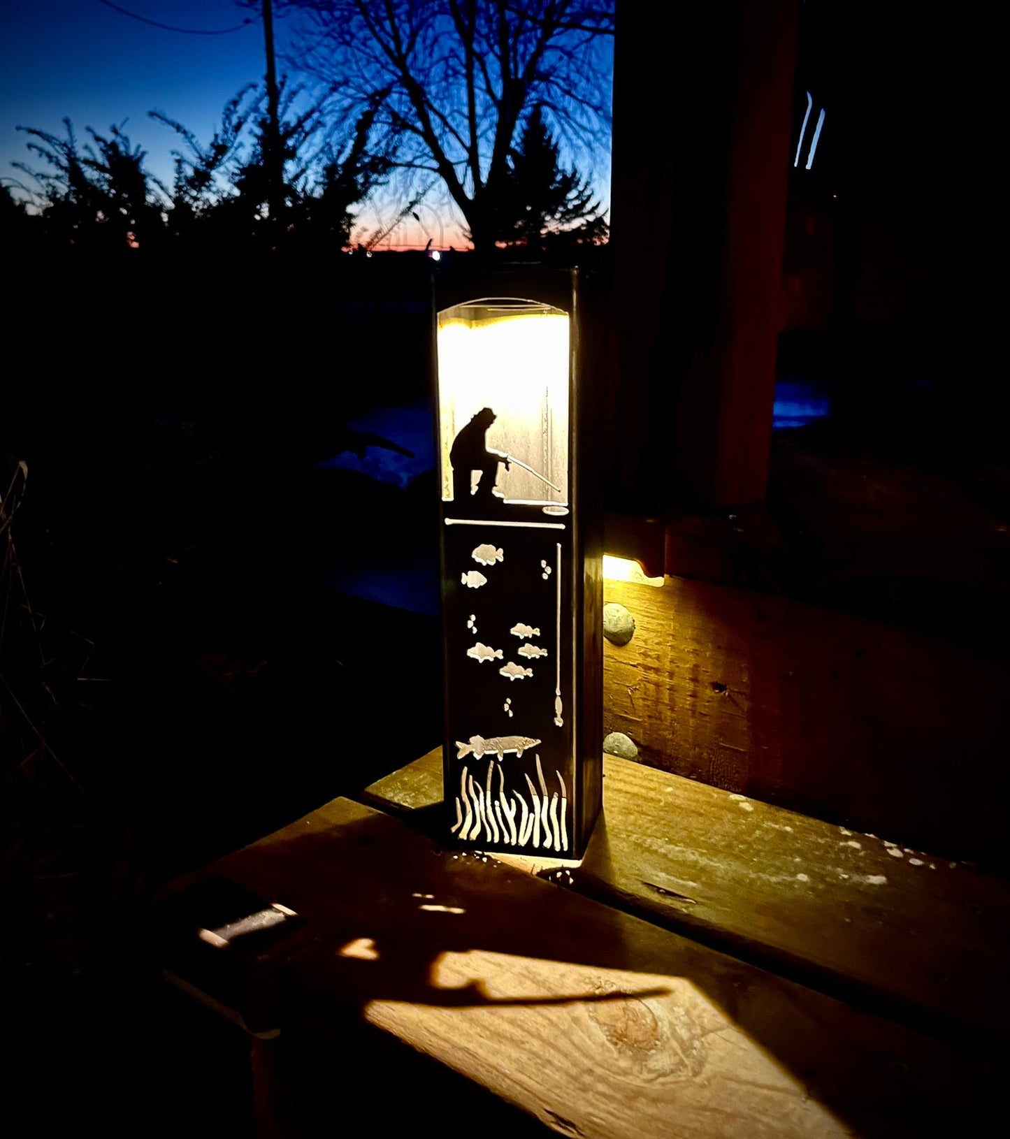 Ice Fishing Pillar Luminary w/ Solar Cap - fish pillars - fishing lights - Northern Forge, LLC