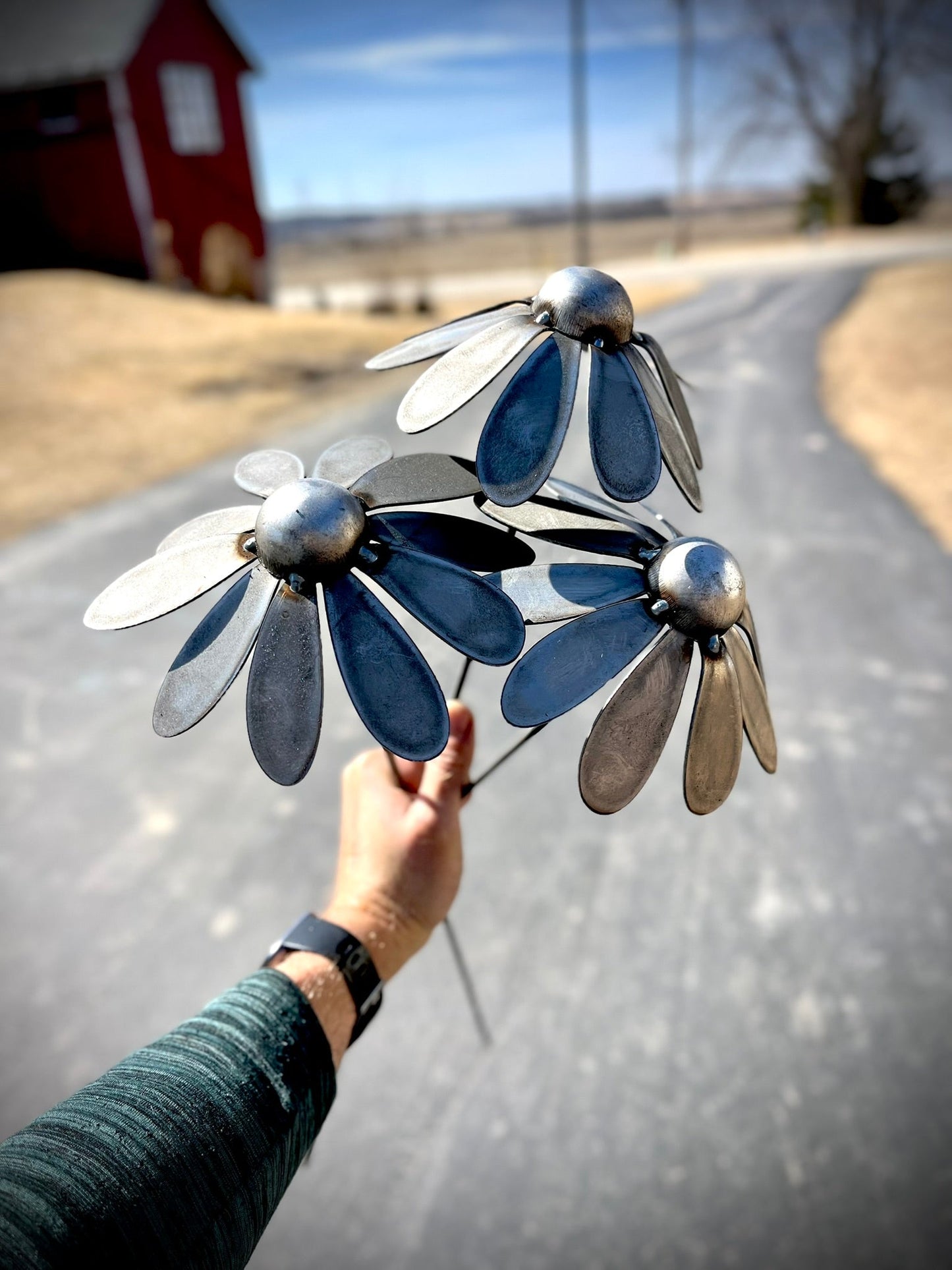 Metal Black - eyed Susan Flowers - black eyed susan yard art - black - eyed susan flowers - Northern Forge, LLC