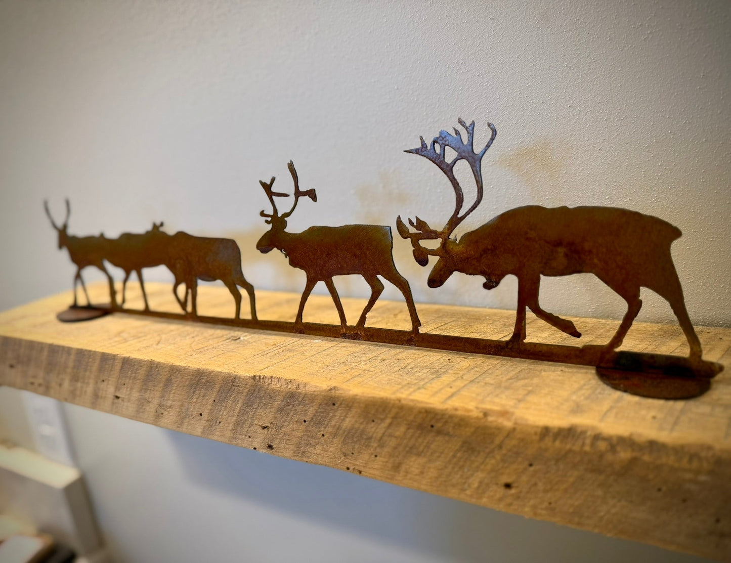 Metal Caribou Herd - Mantel - cabin decor - deer for mantel - Northern Forge, LLC
