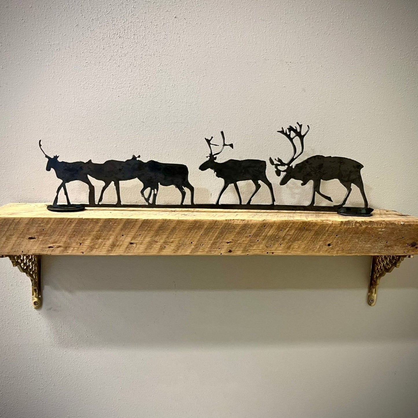 Metal Caribou Herd - Mantel - cabin decor - deer for mantel - Northern Forge, LLC