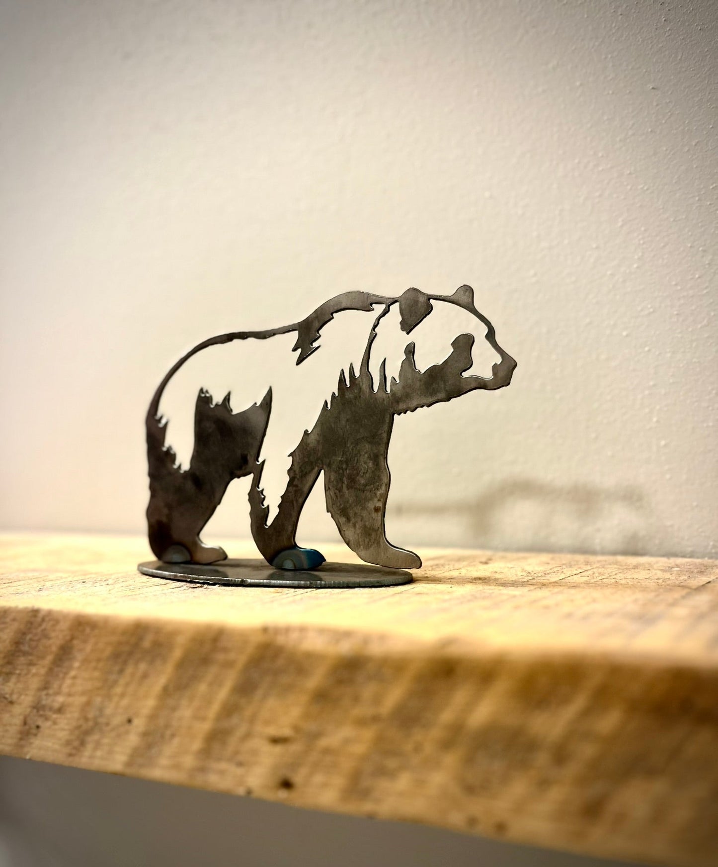 Metal Grizzly Bear Hollow - Mantel - bear decor shelf - bear for shelf - Northern Forge, LLC