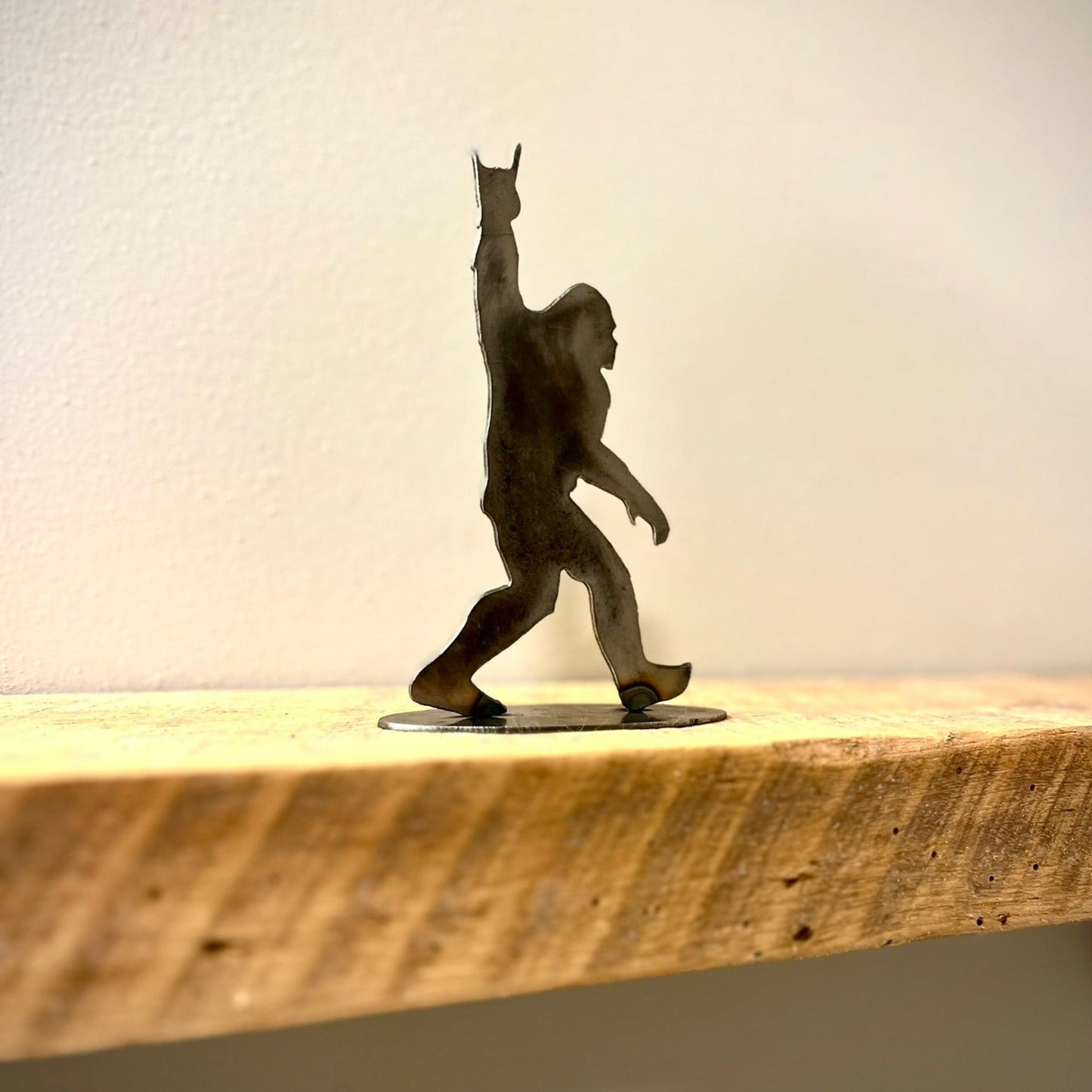 Metal Mantel "Rock On" Bigfoot | 6 - inch - cabin decor - deer for mantel - Northern Forge, LLC