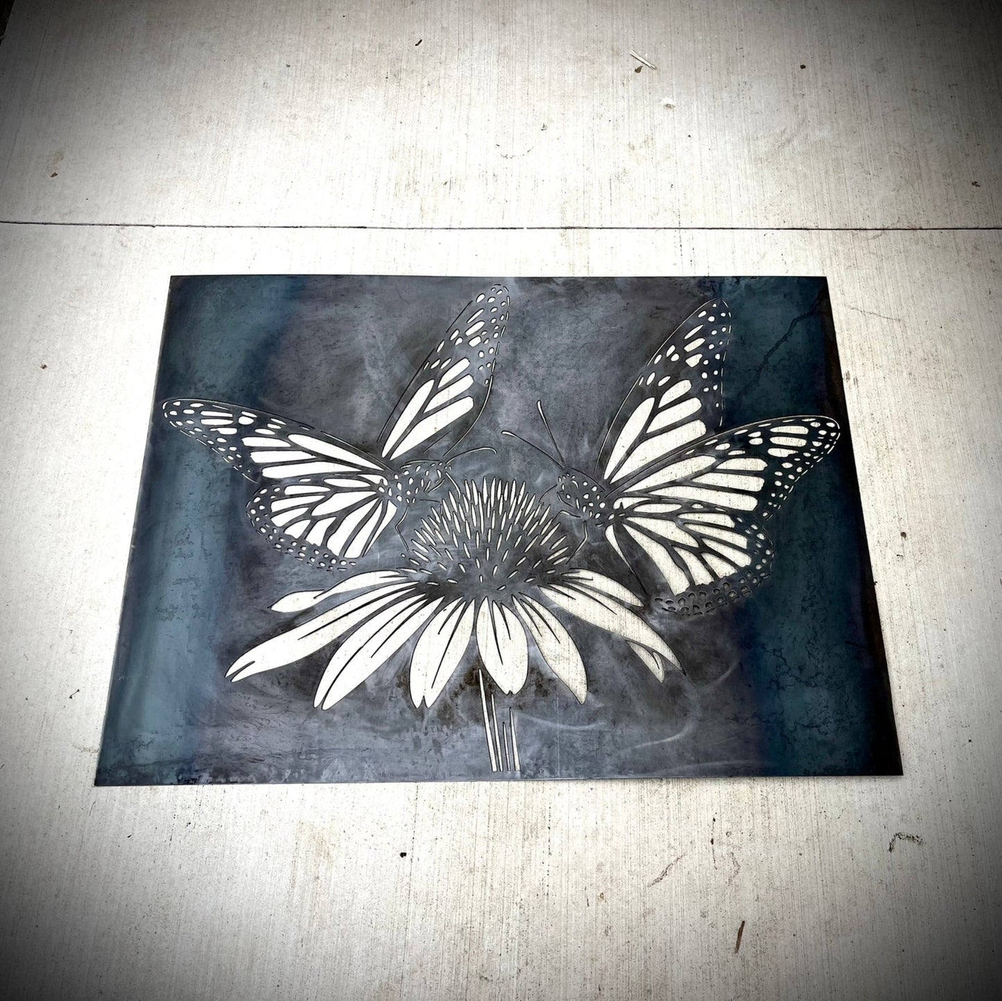 Monarch Coneflower Steel Wall Art - Corten Available - corten dragonfly - dragonfly privacy panel - Northern Forge, LLC